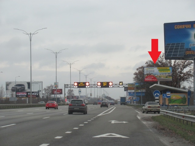 Щит 6x3,  Бориспільське шосе в м.Бориспіль (31+320, за зупинкою с. Гора) в напрямку м. Бориспіль