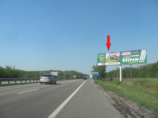 Щит 6x3,  Новообухівська траса (Дніпровське шосе), в напрямку м.Київ після ТЦ "Мегамаркет",5км+100м, лівий