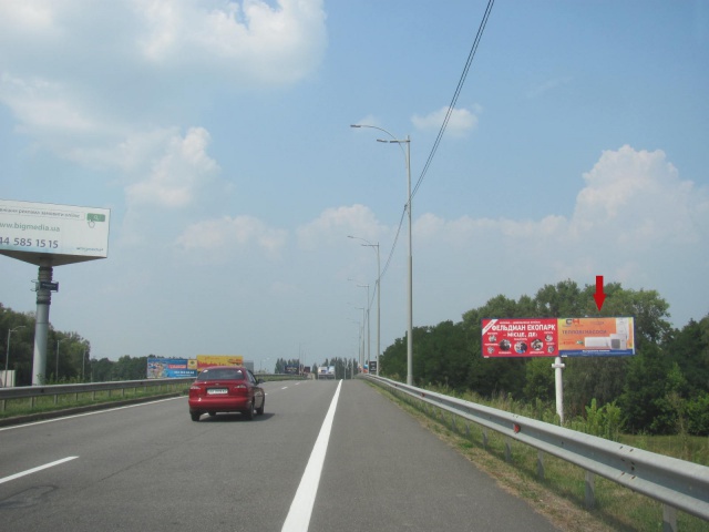 Щит 6x3,  Бориспільське шосе з Аеропорту "Бориспіль", (ландшафтний дизайн "Мій Сад"), (виїзд на міст), правий