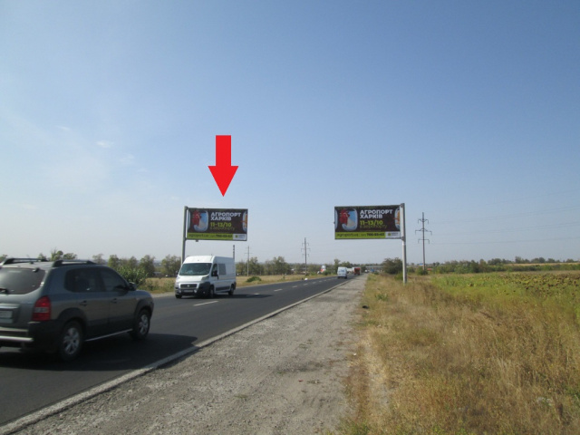 Щит 6x3,  Кільцева дорога(траса М-03км 13+440 ліва) в'їзд на пр. Гагаріна, в напрямку міста з пгт Безлюдівка